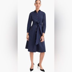 J. Crew Navy Size 2 tie-waist shirtdress in cotton poplin